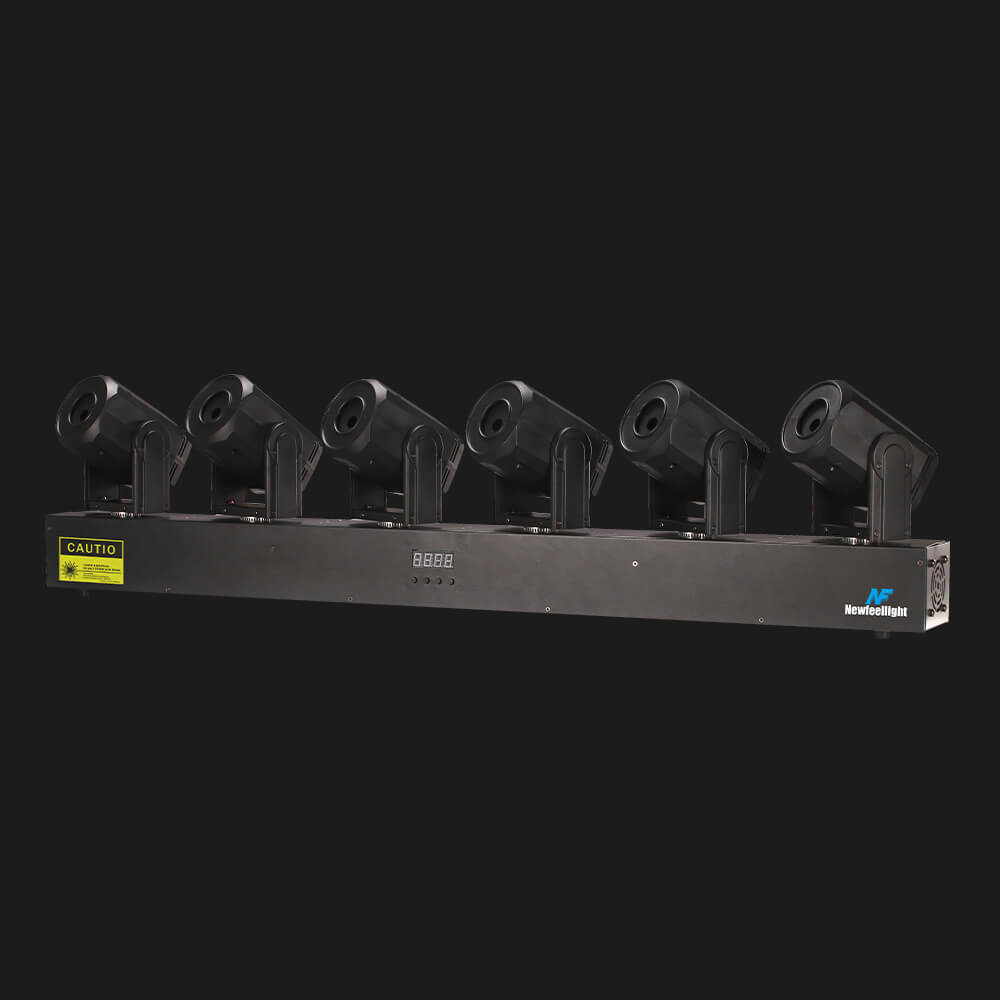 500mW*6 Head Moving Laser Lights 360° Free Swing RGB 3in1 DMX Scanner For Stage Lights